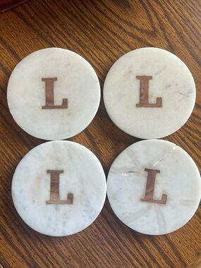 Pottery Barn Alphabet Marble/ Wood
Coasters - Set Of 4 (Letter L)